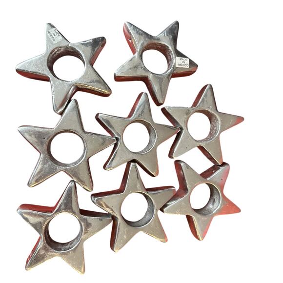 Set of 8 Star-Shaped Aluminum Napkin Rings – Made in Mexico - Picture 1 of 5
